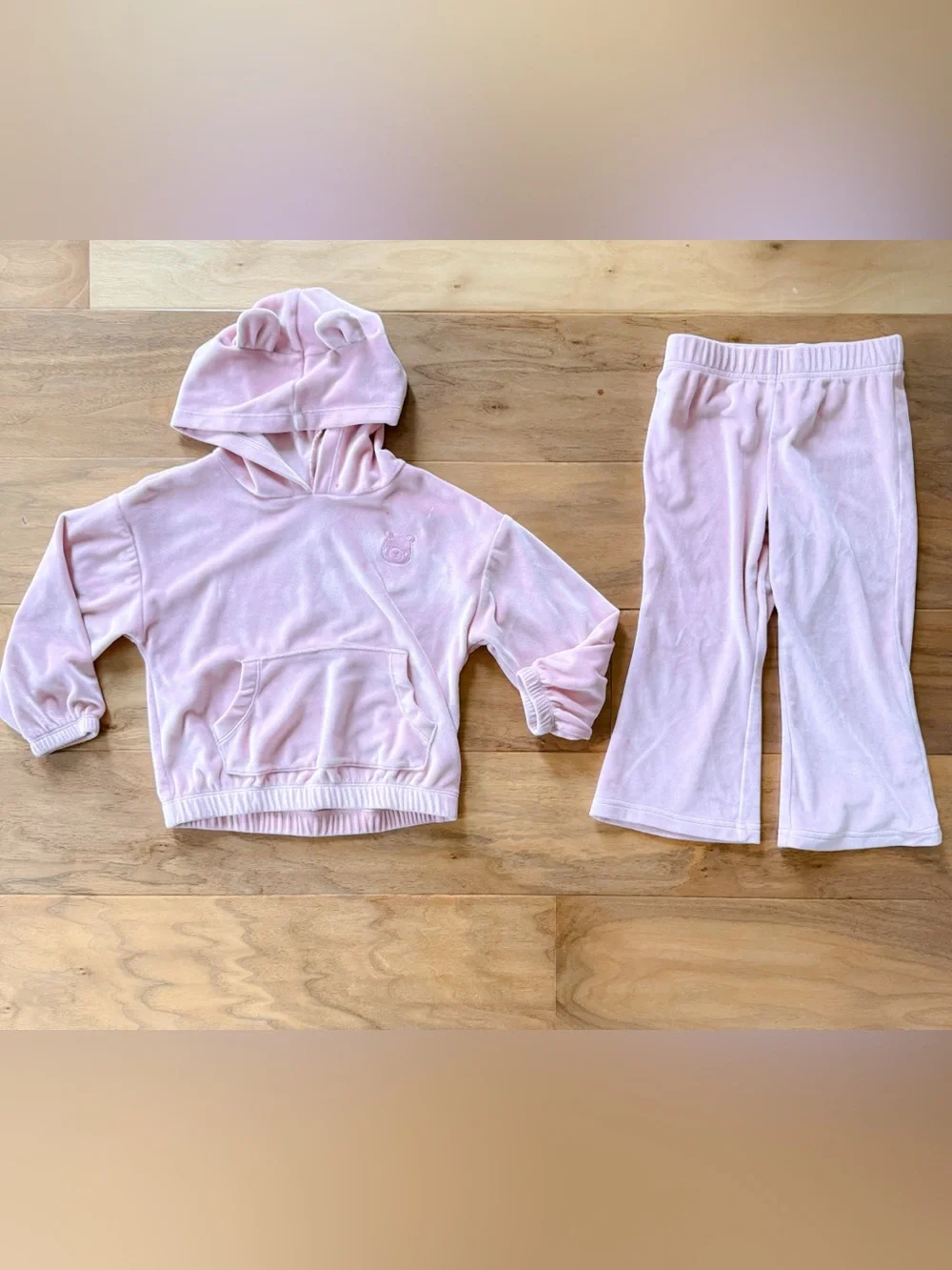 Two Toddler Girl 2-Piece Sets- Velour Hoodie & Heart Set, 3T, Great Condition!!